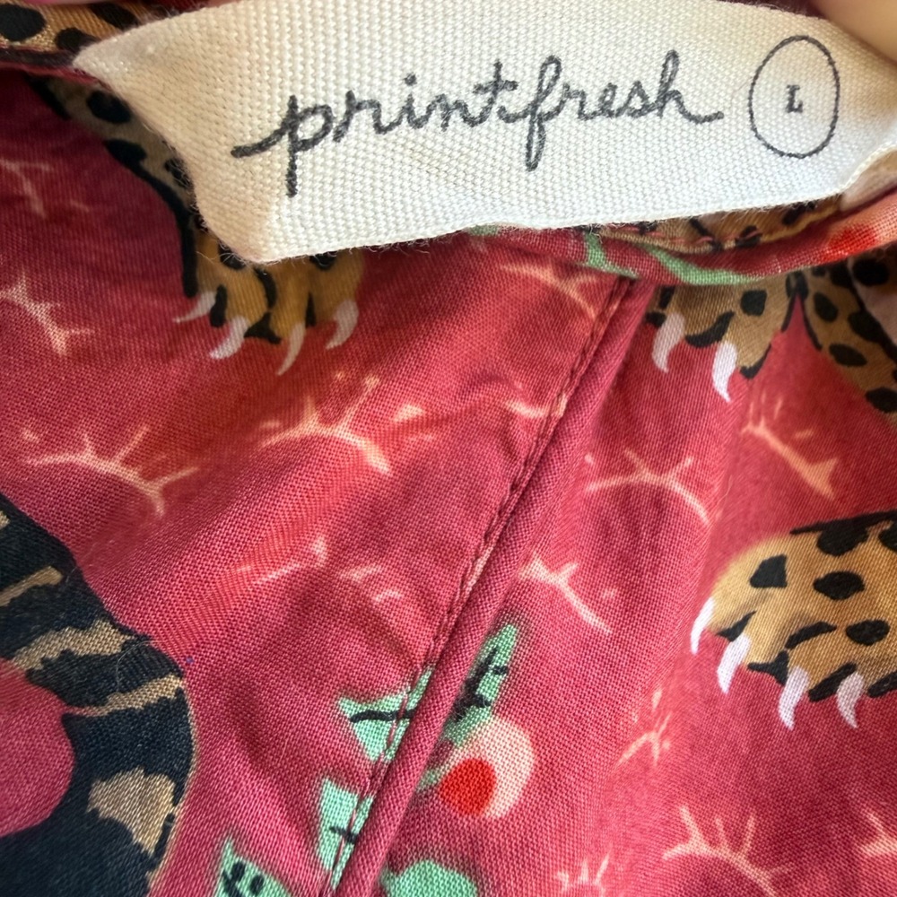 Printfresh Women Red Leopard Cotton Pajama Set Long Sleeve Top & Pants Large - Picture 8 of 14